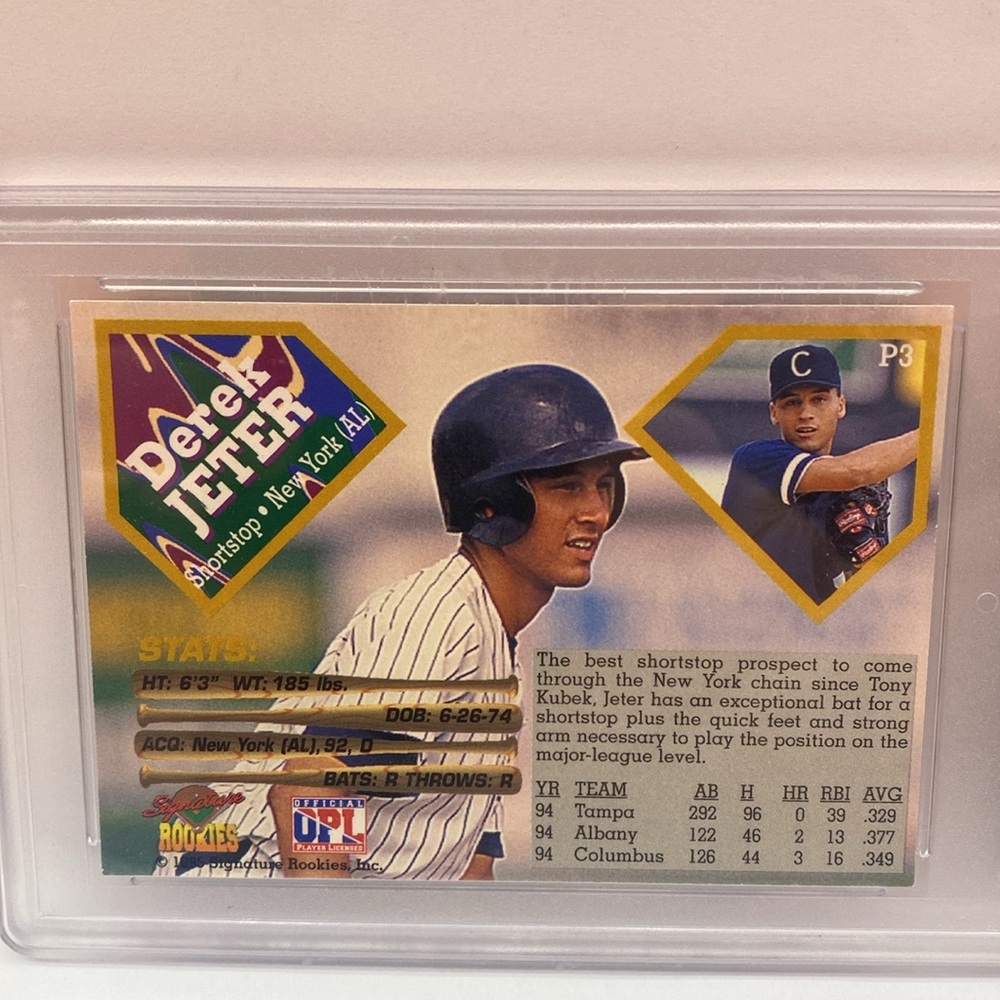 1995 Signature Rookies Derek Jeter #P3 (MISC15) - Picture 5 of 6